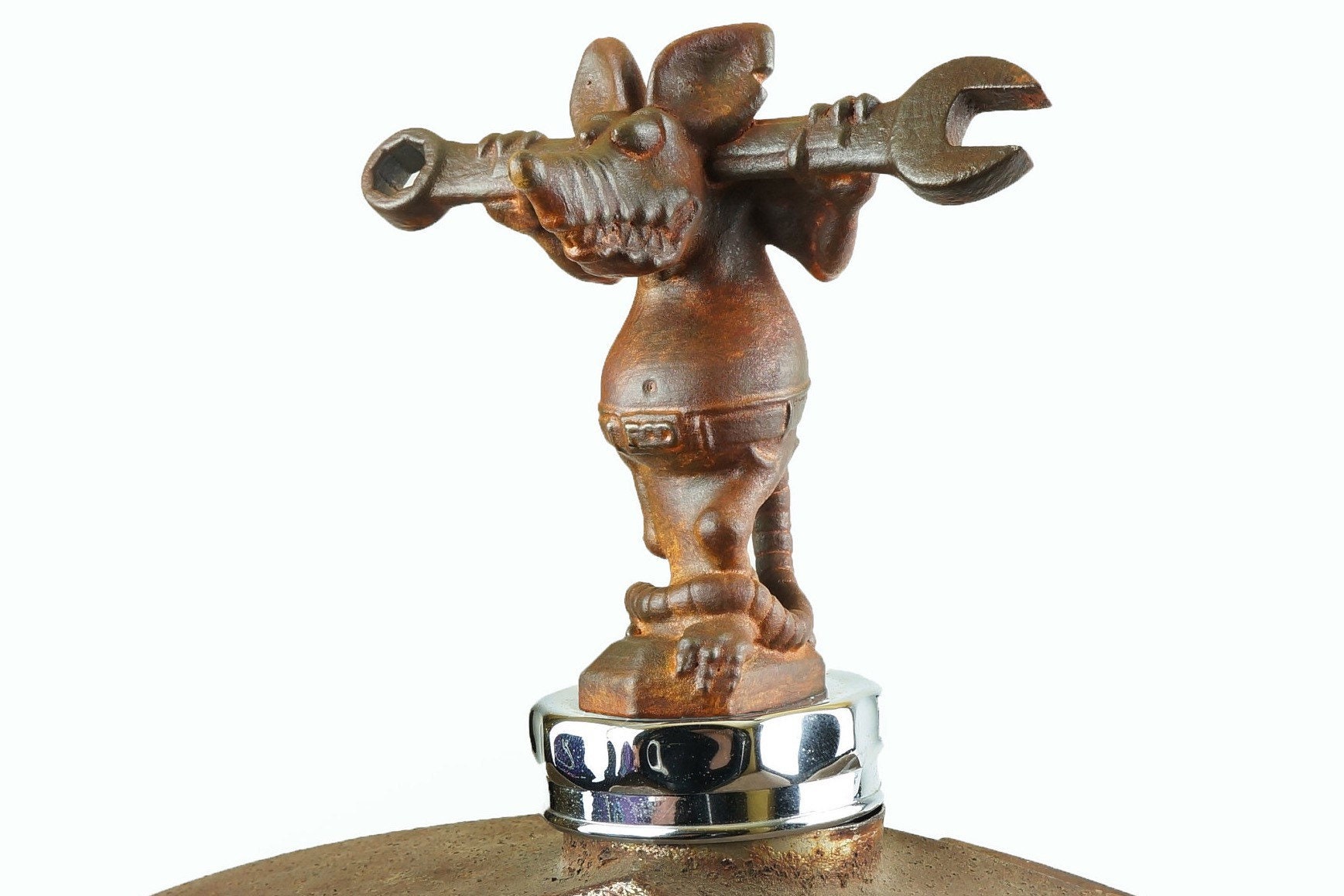 ALL METAL Rod the Rat Mechanic, rusted version, Rat Rod / Hot Rod Hood