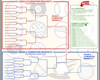 Turniersatz: Single & Double Elimination (2-16 Teams)