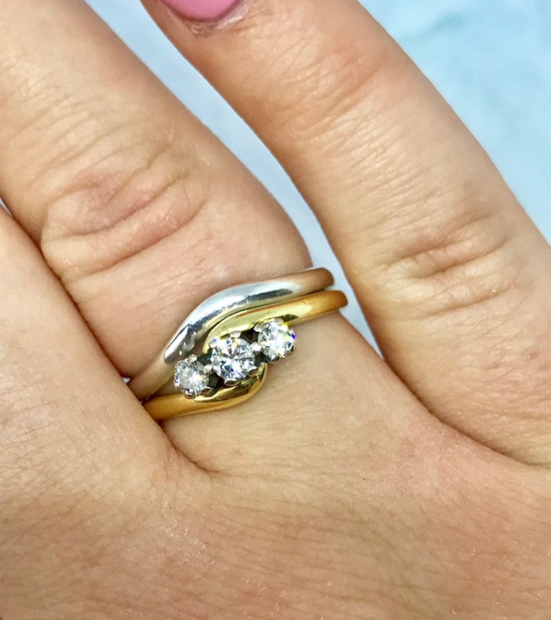 Sterling silver Wishbone stacking ring. wedding | Etsy
