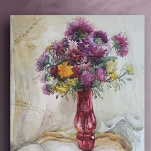 Watercolor original painting, Watercolor flowers,Painting on paper,Original Watercolor Art,Large Watercolor,expressionism,Bouquet of flowers