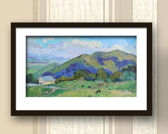 Impasto Oil Painting: Spring Mountain Landscape Art