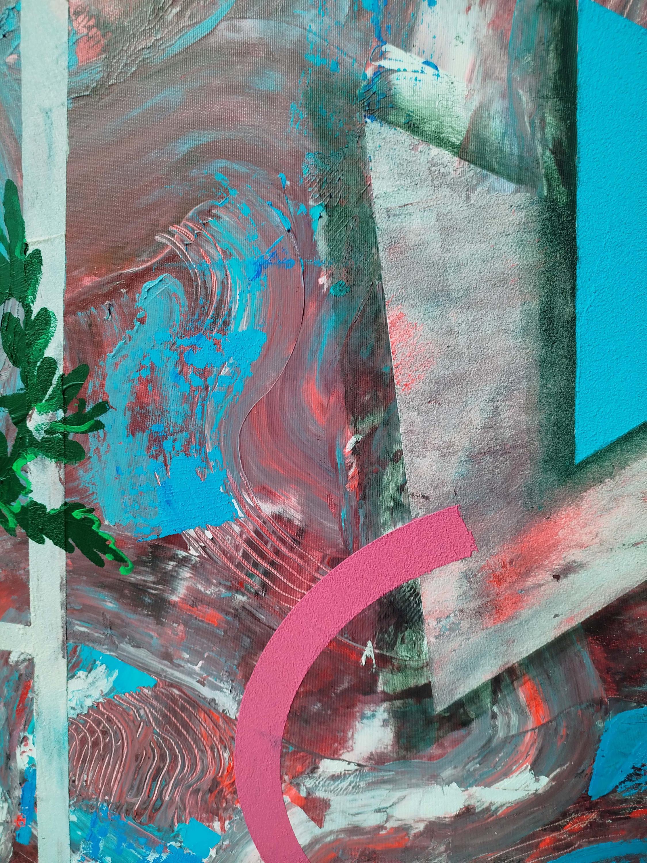 大型幾何学抽象画：現代アクリルアート（51x43インチ） - Etsy 日本