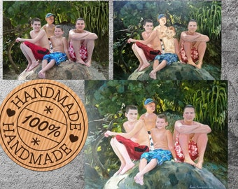 Retrato al óleo personalizado: Arte familiar en lienzo, obra de arte por encargo