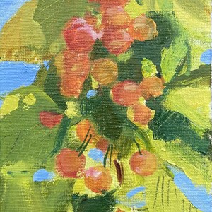 Red Currant Oil Painting: Impressionist Berries Still Life