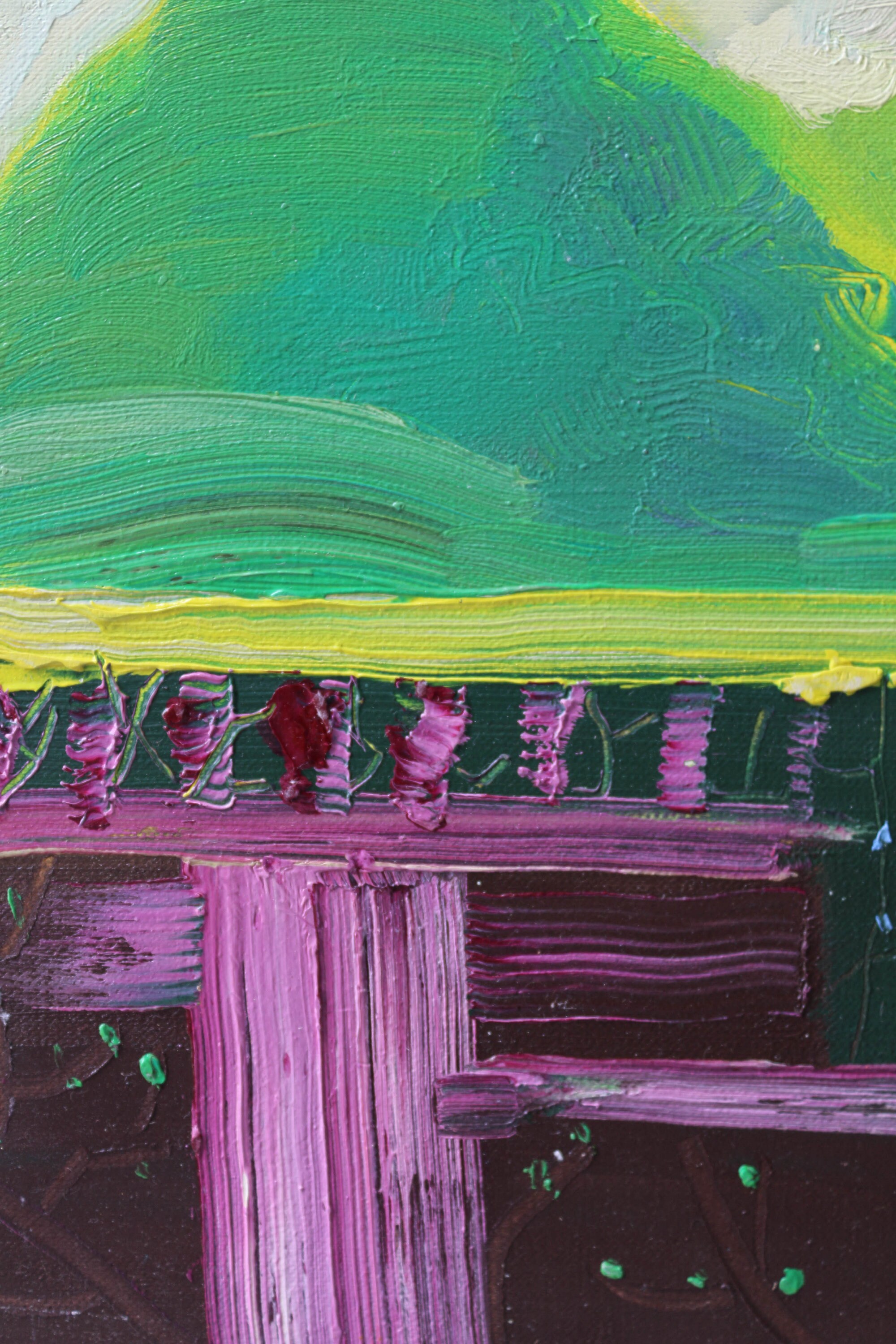 春の山の油絵：抽象的な花のテクスチャアート - Etsy 日本