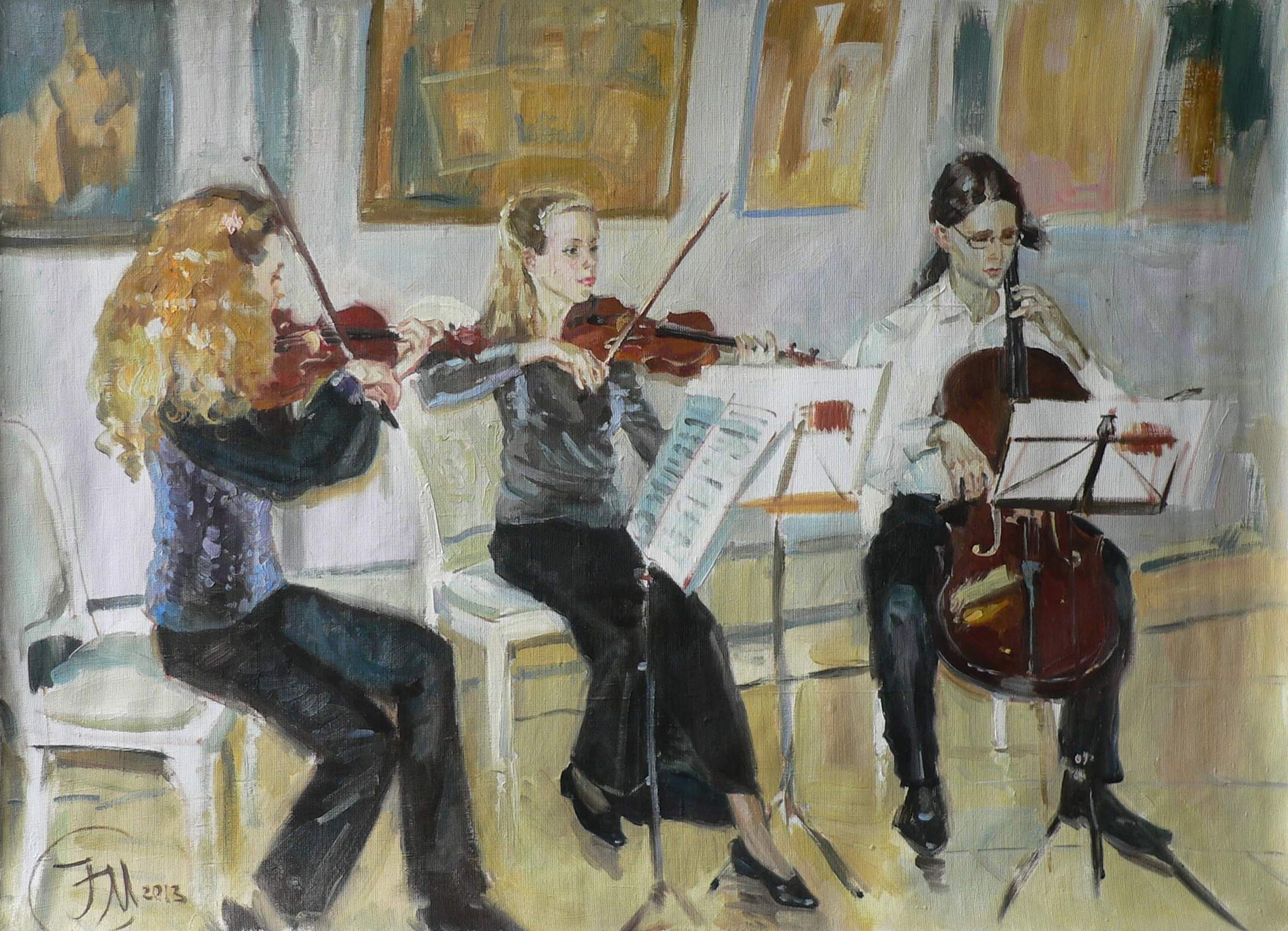 Original Oil painting Trio of musicians Symphonic music Etsy