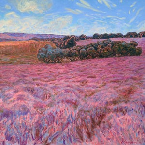 Arylic Painting Original Art Landscape painting Lavender Dreams Lavender field Lavender painting Purple Flowers Home Decor Large painting