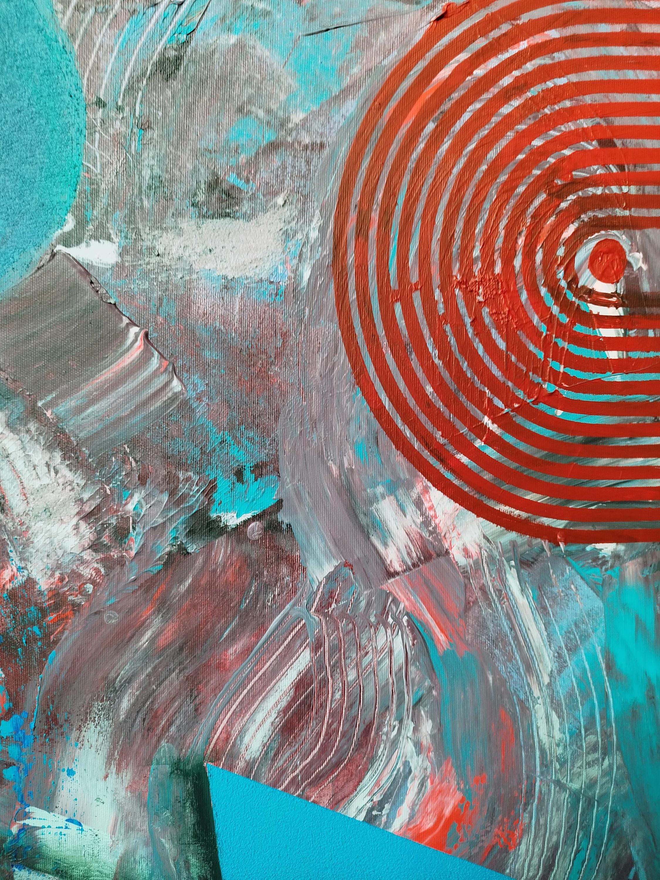 大型幾何学抽象画：現代アクリルアート（51x43インチ） - Etsy 日本