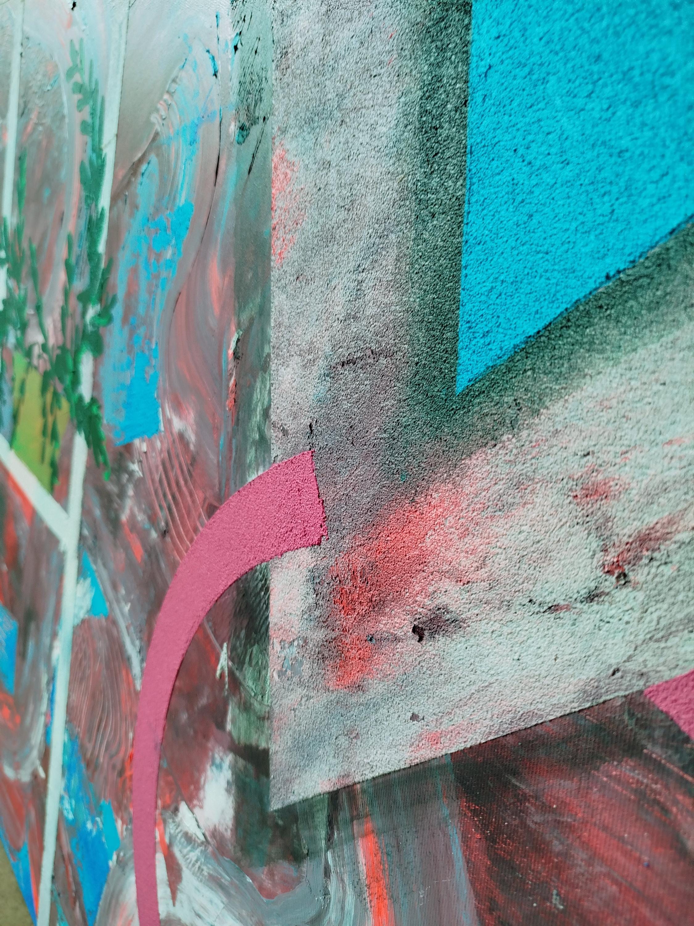 大型幾何学抽象画：現代アクリルアート（51x43インチ） - Etsy 日本