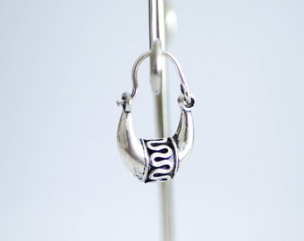 Bali Boucles D/'oreilles Créoles 13 mm x 1.5 mm Argent Sterling 925 petit Balinais Style Cadeau