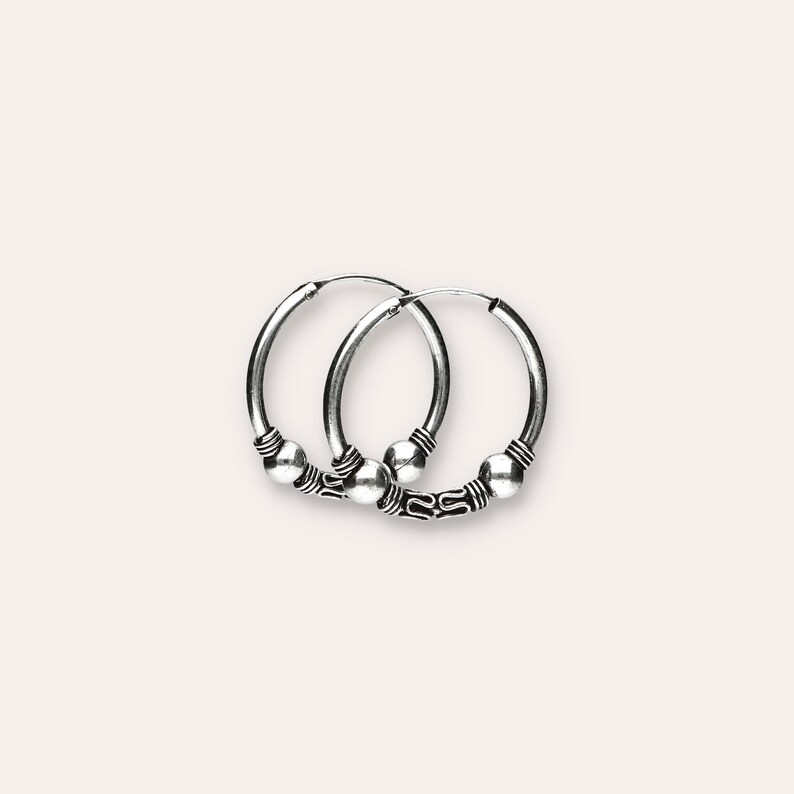 Indian Jewelry 925 Sterling Silver Bali Hoop Earrings Ethnic Tribal Earrings Unisex hoops for men boho earring 25 mm Boho Jewelry