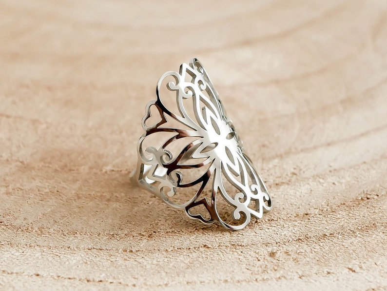 Adjustable Ring Filigree Ring Gift For Her Boho Rings For Women Minimalist Jewelry Silver Sacred Geometry Ring