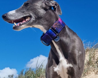 Stardust Galaxy water-resistant martingale collar | space | star | Greyhound collar | Whippet collar | Wide | Waterproof