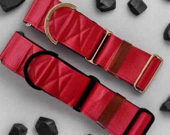 Personalised Red Martingale Collar – Bold, Practical & Made Just for Your Hound