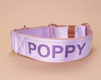 Lilac Dreams Martingale collar – Padded Light Purple, personalised with Dog’s Name Optional