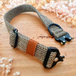 Coffee tweed buckle dog collar