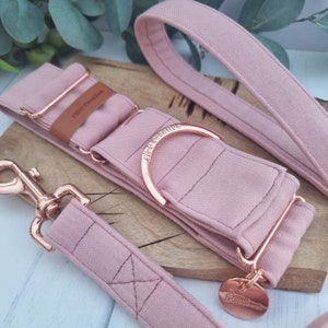 Dusty Pink martingale collar | Rose Pink | Vintage Pink | Pastel Pink | Greyhound | Whippet | Wide | Soft Dog Collar | Water resistant