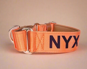 Orange Martingale Dog Collar – Padded, Personalised & Made for Your Hound