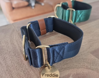Navy Martingale Collar: Solid Brass Hardware, Neoprene Padding