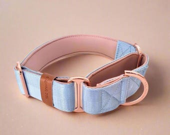 Light Blue Martingale Dog Collar: Padded for comfort and optional personalisation