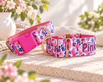 Layla Floral Martingale Dog Collar: Personalized Greyhound Collar