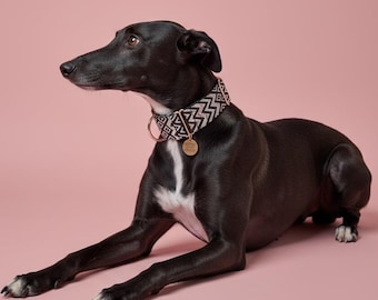 Midnight Blush Martingale Dog Collar: Black & Pink Jacquard, Neoprene Padded