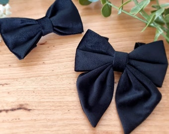 Black velvet dog bow tie | Dog bow | Wedding dog tie | luxury dog accessories | Adjustable dog bow | Martingale bow |Collar bow | Detachable