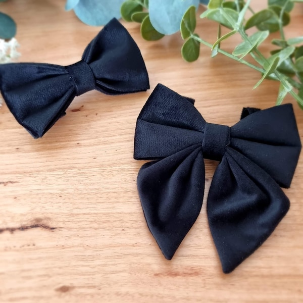 Black velvet dog bow tie | Dog bow | Wedding dog tie | luxury dog accessories | Adjustable dog bow | Martingale bow |Collar bow | Detachable