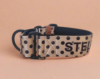 Polka Dot Martingale Dog Collar: Padded, Personalized, for Greyhounds