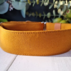 Mustard linen martingale collar Mustard Dog Collar leash set Greyhound Whippet Custom size Wide ID Collar Slip 2 1.5 image 8