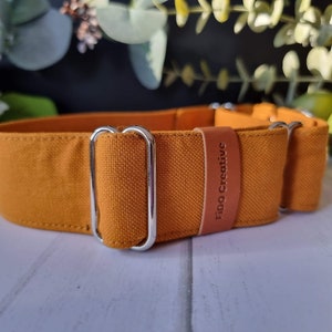 Mustard linen martingale collar Mustard Dog Collar leash set Greyhound Whippet Custom size Wide ID Collar Slip 2 1.5 image 7