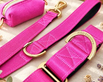 Pink Martingale Dog Collar, Personalised Padded Collar, Greyhound Whippet Collar, Custom Name & Phone Number, Buckle or Brass