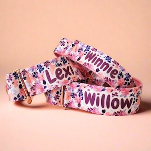 Layla Floral Martingale Dog Collar: Personalized Greyhound Collar