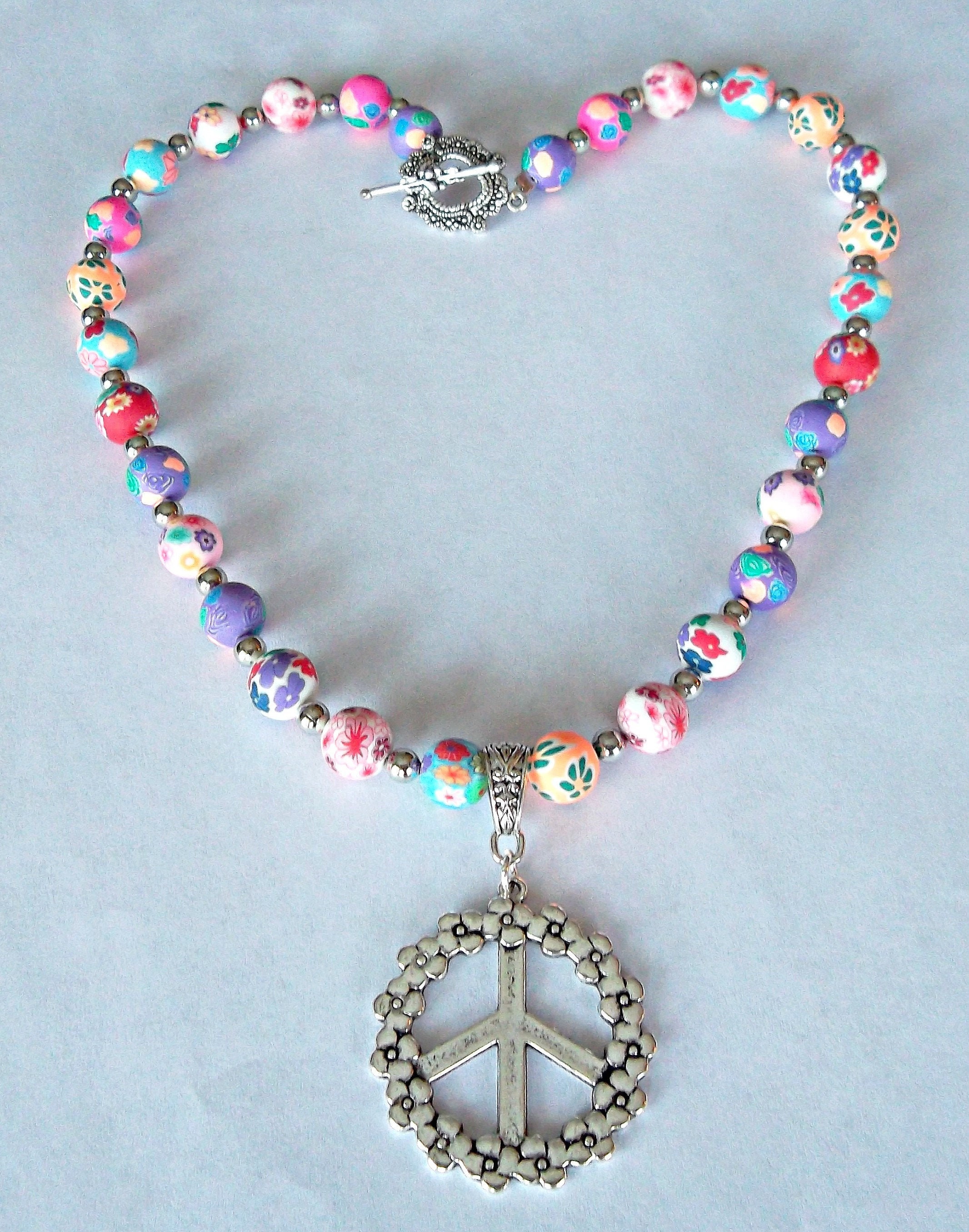 Peace Sign Necklace Woodstock jewelry festival wear peace Etsy