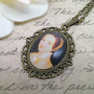 Anne Boleyn pendant necklace, Queen of England, The Tudors, wives of Henry the Eighth, Anne Boleyn art, British Royalty, historical English