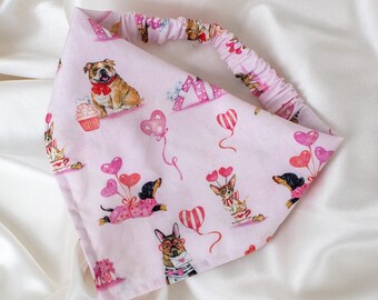 Valentines Day Dog Bandana, Pink Hearts Valentine Dog Scarf, Valentines Day Gifts, Pet Handkerchief, Dog Mom Gift, Dog Gifts