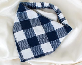 Blue Buffalo Plaid Flannel Dog Bandana for Fall