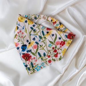 Beige Floral Dog Bandana with Summer Strawberries