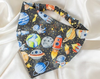 Retro Outer Space Dog Bandana for Boy Dog, Dog Scarf with Planets and Astronauts, Dog Accessories Boy, Dog Bandana Boy, New Puppy Clothes