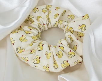 Rubber Ducky Hair Scrunchie, Rubber Duck Beige Hair Scrunchy, 90s Clothing, Hair Ties for Summer, Retro, Gift for Her