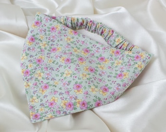 Pastel Floral Dog Bandana, Sage Elastic Dog Scarf with Watercolor Flowers, Elegant Pet Handkerchief, Dog Lover Gift