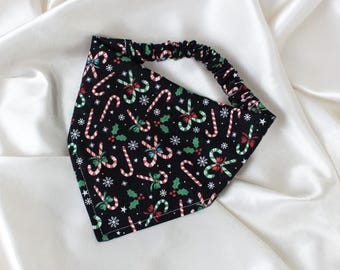 Christmas Snowflake and Candy Cane Dog Bandana for Holidays