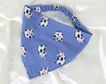 Farm SLIP ON Dog Bandana, Cows Dog Scarf, Cowgirl Pet Handkerchief