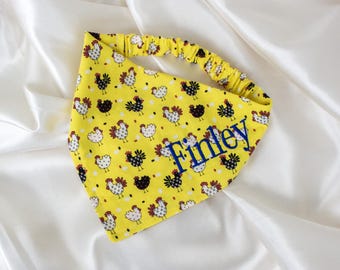 Personalized Farm Chickens Dog Bandana with Embroidered Name