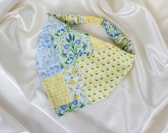 Floral Patchwork Quilt Dog Bandana with Pastel Colors