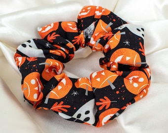 Halloween Jack o Lantern Scrunchie, Fall Pumpkin Scrunchy, Autumn Hair Ties, Spooky Halloween Gifts