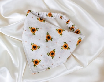 Beige Sunflower Fall Dog Bandana, Floral