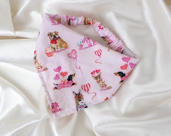 Valentines Day Dog Bandana with Pink Hearts