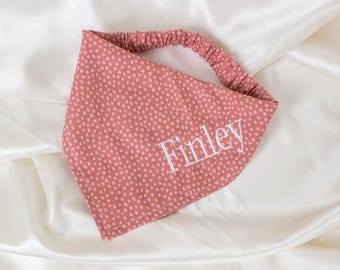 Personalized Mauve Dog Bandana with Dots and Embroidered Name