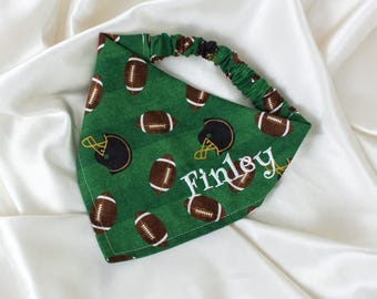 Personalized Football Dog Bandana for Game Day, with Embroidered Name
